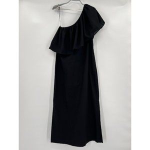 Pomander Place by Tuckernuck Black Florencia One Shoulder Midi Dress Linen sz XS